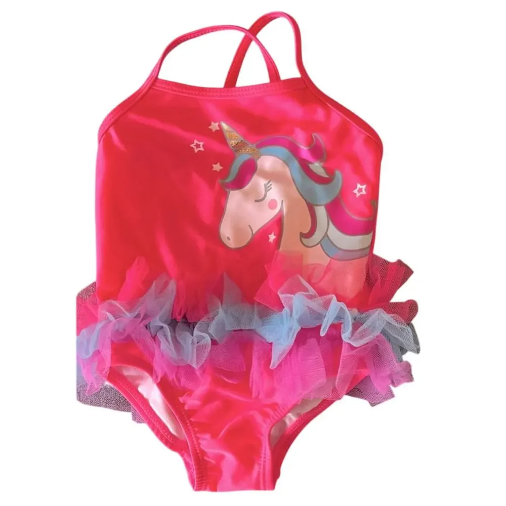 Wonder Nation Girls Unicorn Tutu One-Piece Swimsuit Pink Size 6-9 Months